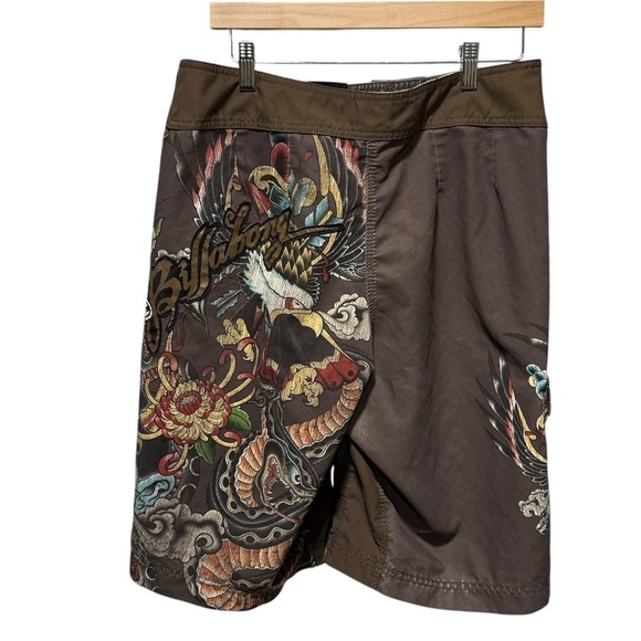 Billabong Mexico Bali Lotus Flower Cobra Snake Eagle Talon Surf Board Shorts 32 - Picture 2 of 16